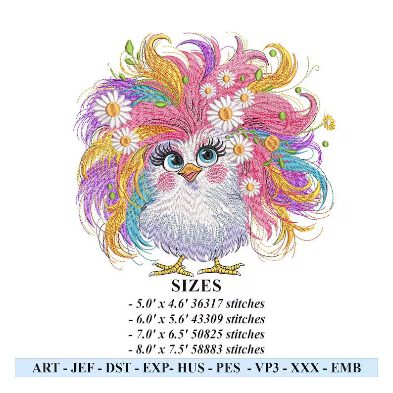 9 Funny Crazy Chicken Embroidery Design Bundle of 9 Floral Chicken Machine Embroidery File, Cute Chicken Machine Embroidery Instant Download