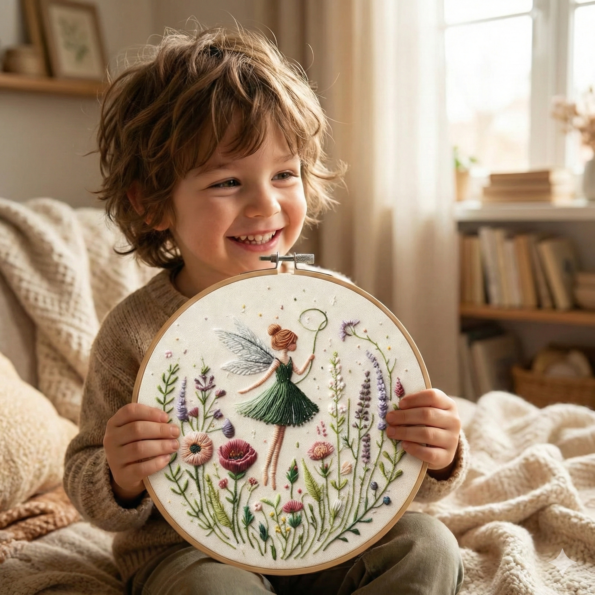 Fairy Embroidery Kit with Hoop, Color Threads and Needles, English Manual for Beginners