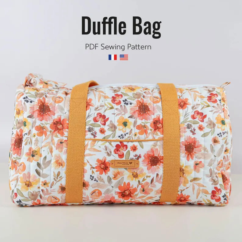 Duffle Bag PDF Schnittmuster | Reisetasche Nähmuster | Wochenendtasche Schnittmuster | Sofortiger Download PDF (A4, US Letter, A1, Projektor-Datei)