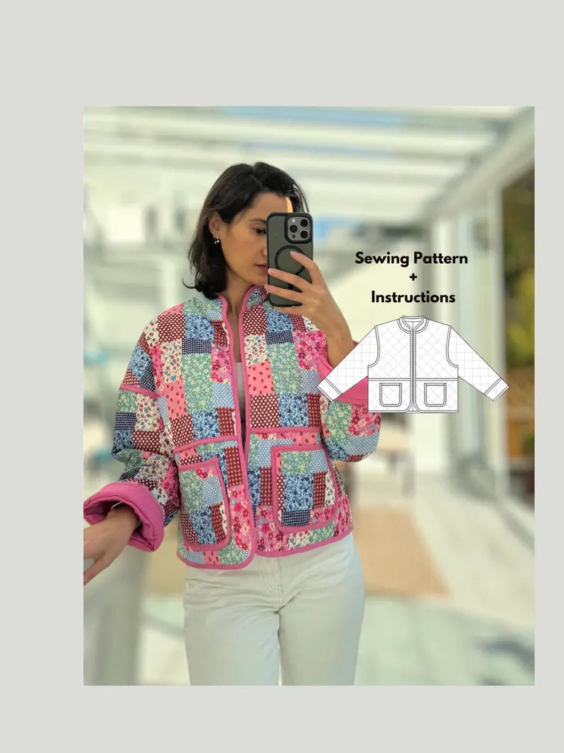 Gepolstertes Jacken-Nähmuster für Anfänger | Größen XXS-5XL | Jacken-Cardigan Schnittmuster | SOFORTIGER DOWNLOAD