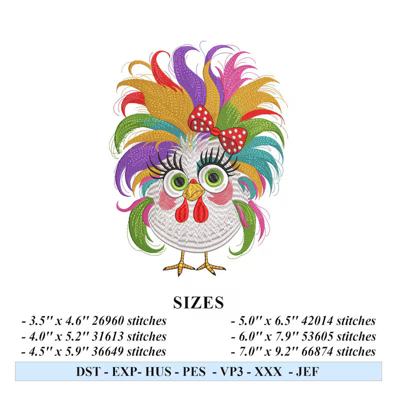 9 Funny Crazy Chicken Embroidery Design Bundle of 9 Floral Chicken Machine Embroidery File, Cute Chicken Machine Embroidery Instant Download
