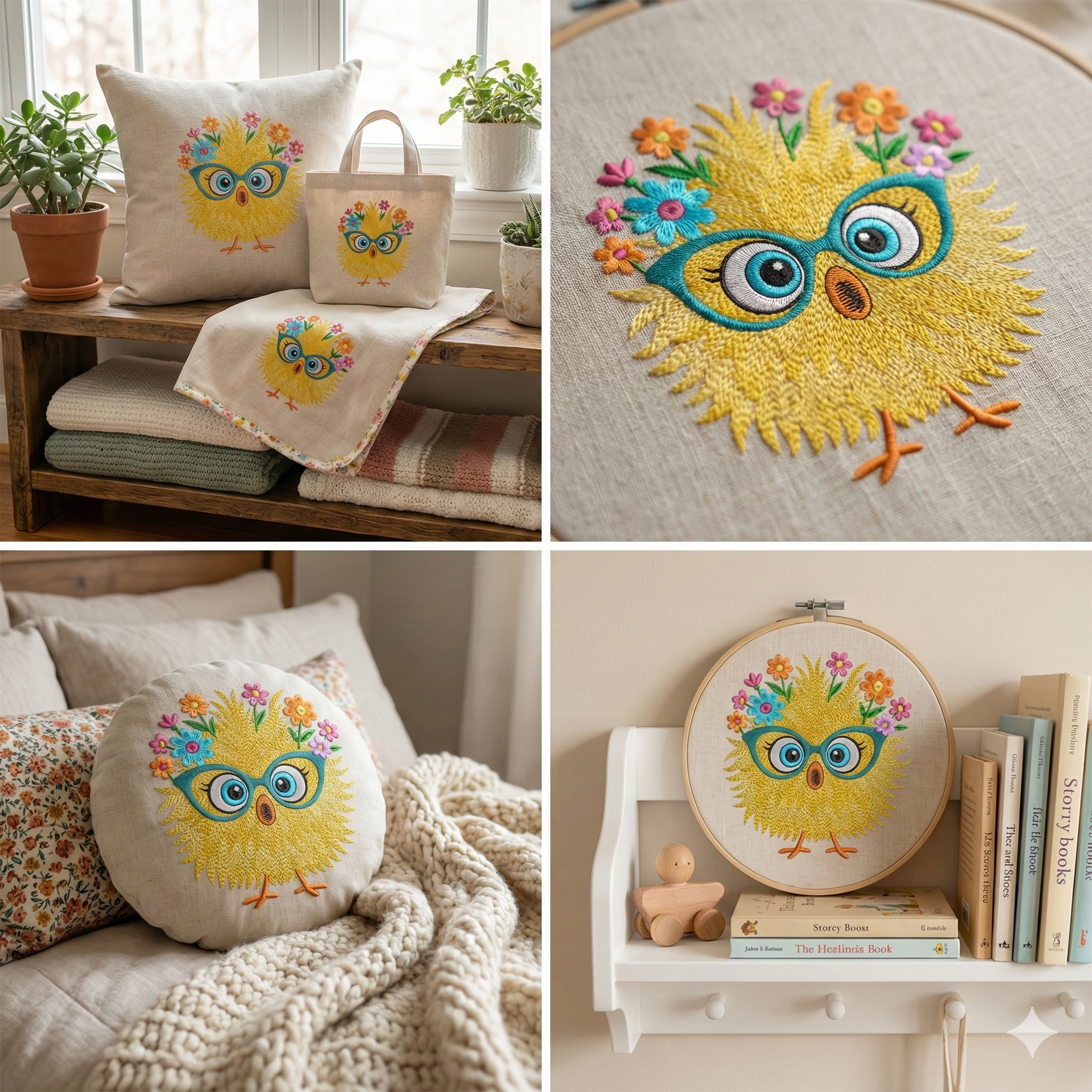 9 Funny Crazy Chicken Embroidery Design Bundle of 9 Floral Chicken Machine Embroidery File, Cute Chicken Machine Embroidery Instant Download