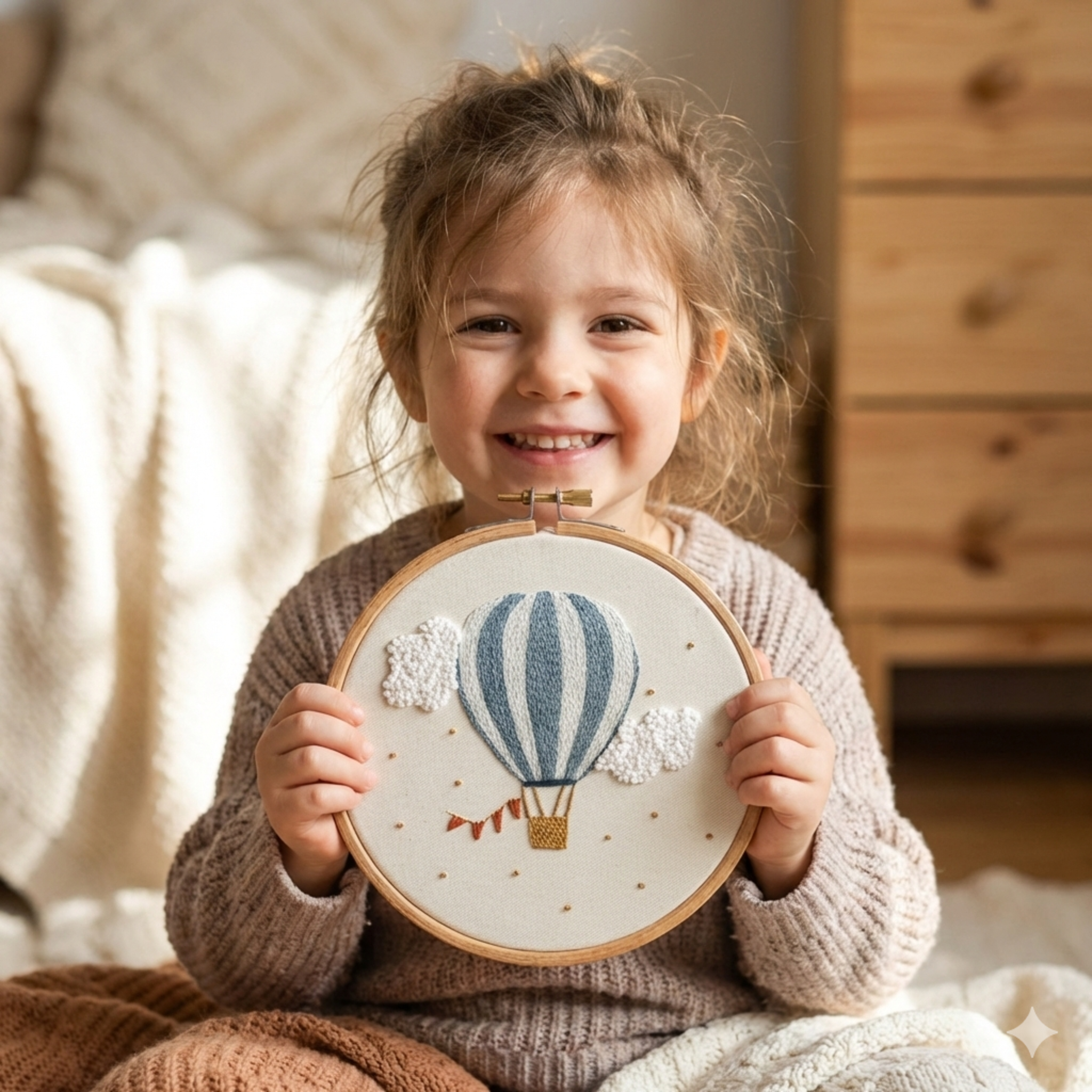 Personalised hot air balloon embroidery pattern baby boy nursery decor gift, instant download DIY embroidery project design custom name gift