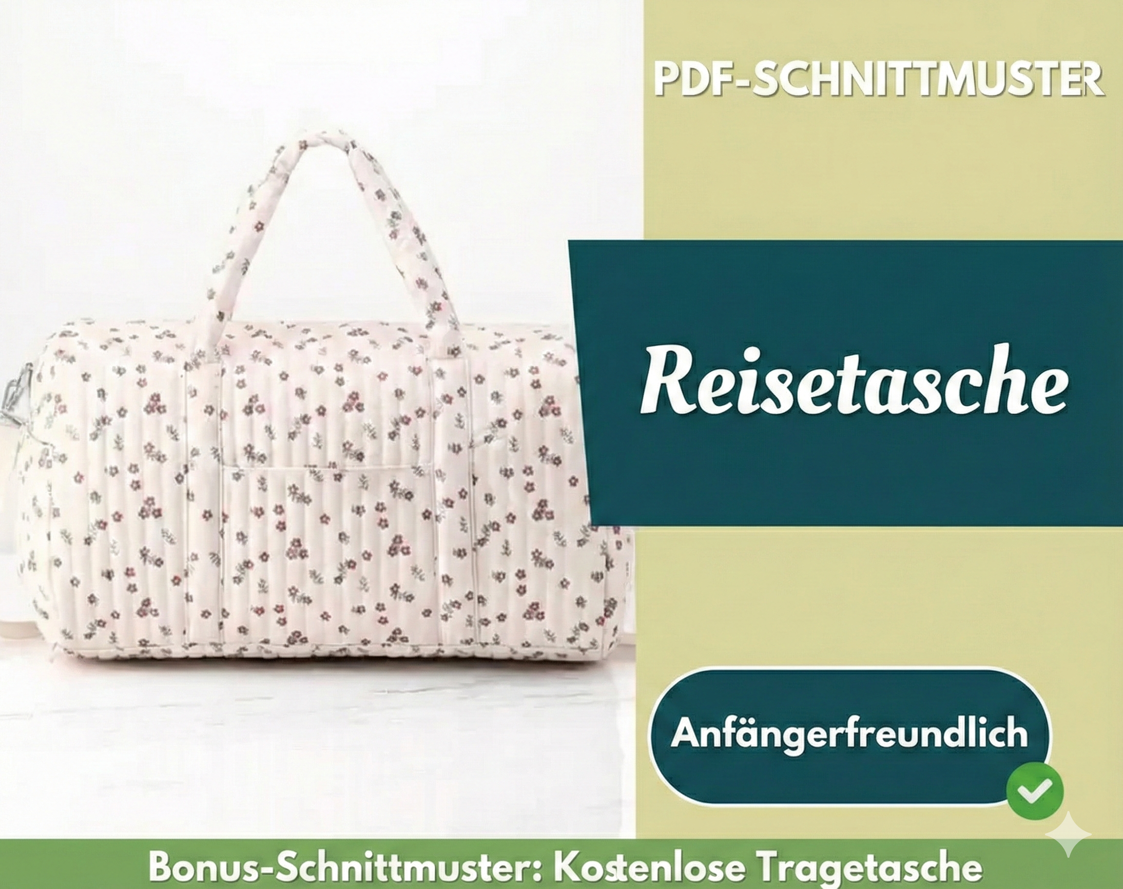 Duffle Bag Nähmuster | Reisetasche Schnittmuster | Anfängerfreundlich | Taschenmuster | Nähmuster PDF | Großes Taschenmuster
