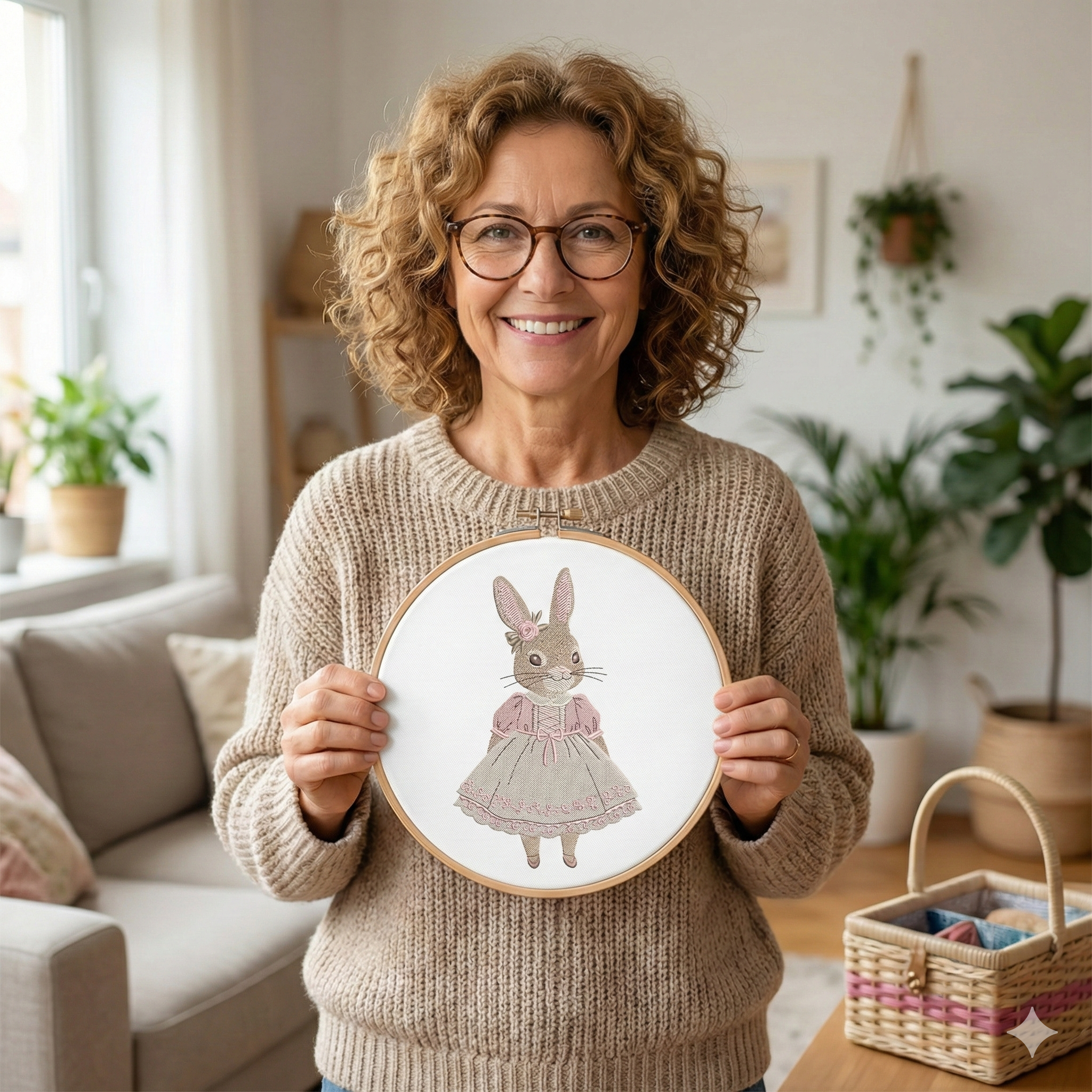 Vintage Bunny Girl Embroidery Design, Cute Rabbit Wearing Dress Embroidery File, Cute Bunny for Easter Day Machine File, Instant Download