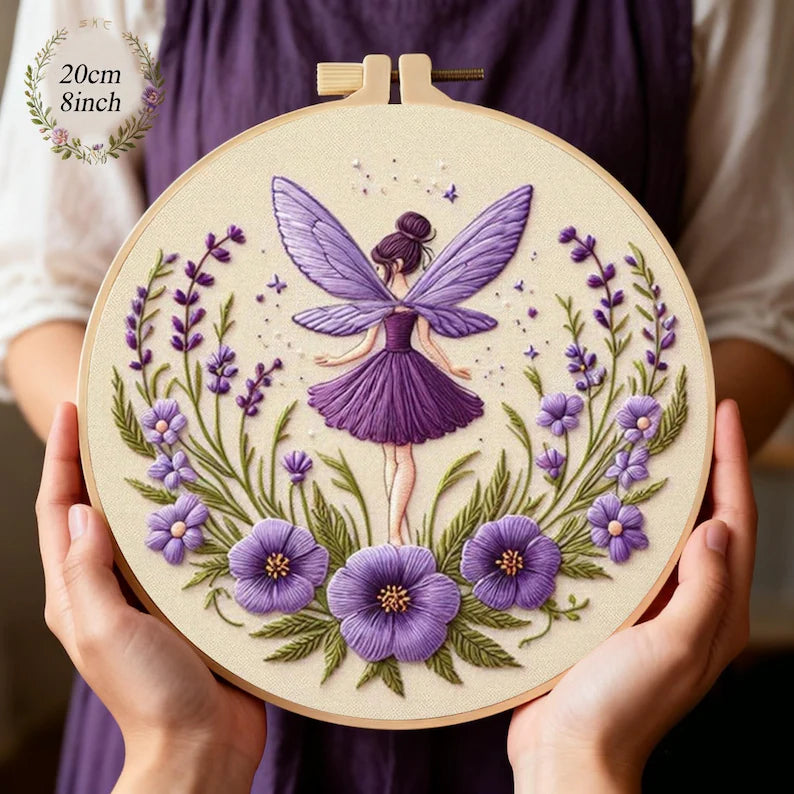 Fairy Embroidery Kit with Hoop, Color Threads and Needles, English Manual for Beginners