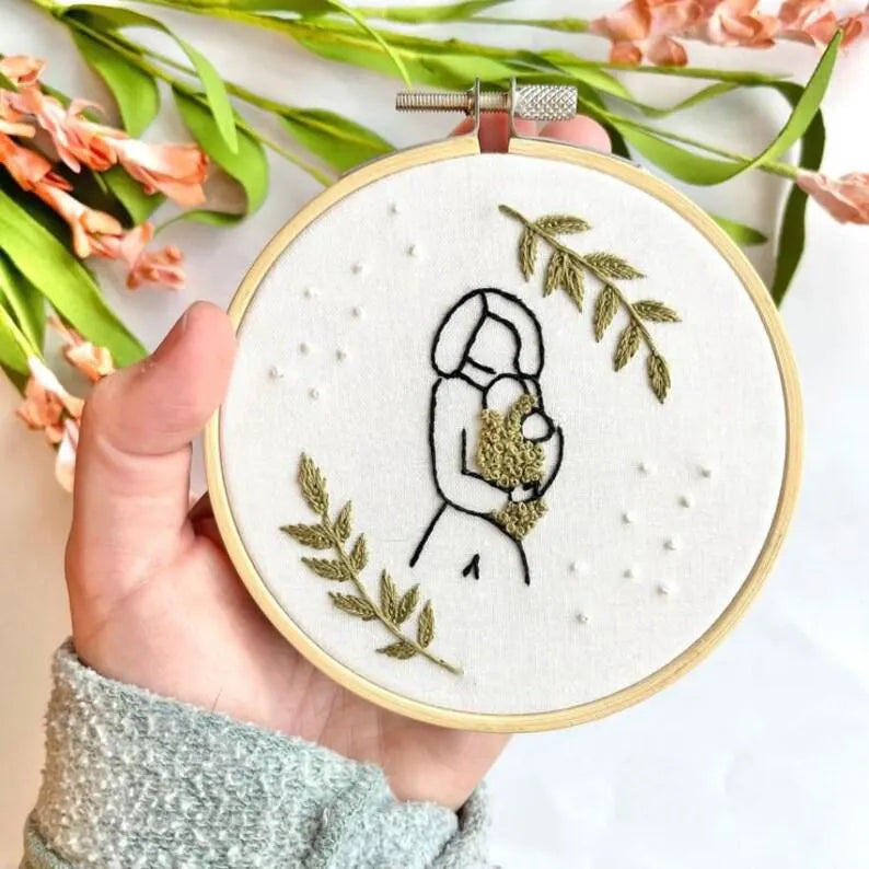 Mother's Day Embroidery Image Download, Baby Embroidery Design, Minimalist Embroidery Template, Nursery Hoop Art, PDF Embroidery Template