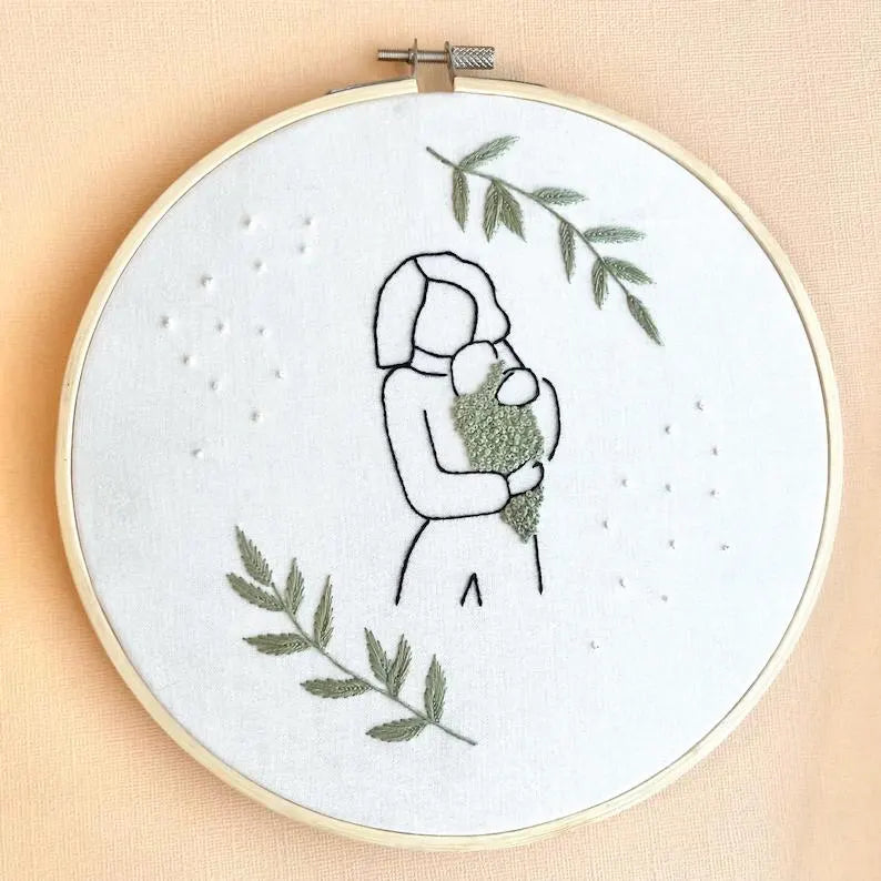 Mother's Day Embroidery Image Download, Baby Embroidery Design, Minimalist Embroidery Template, Nursery Hoop Art, PDF Embroidery Template