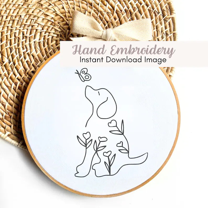 Dog HandEmbroidery Template Animal Hand Embroidery Puppy Beginner HandEmbroidery Hoop DIY HandEmbroidery Hoop Image Dog Lover Embroidery