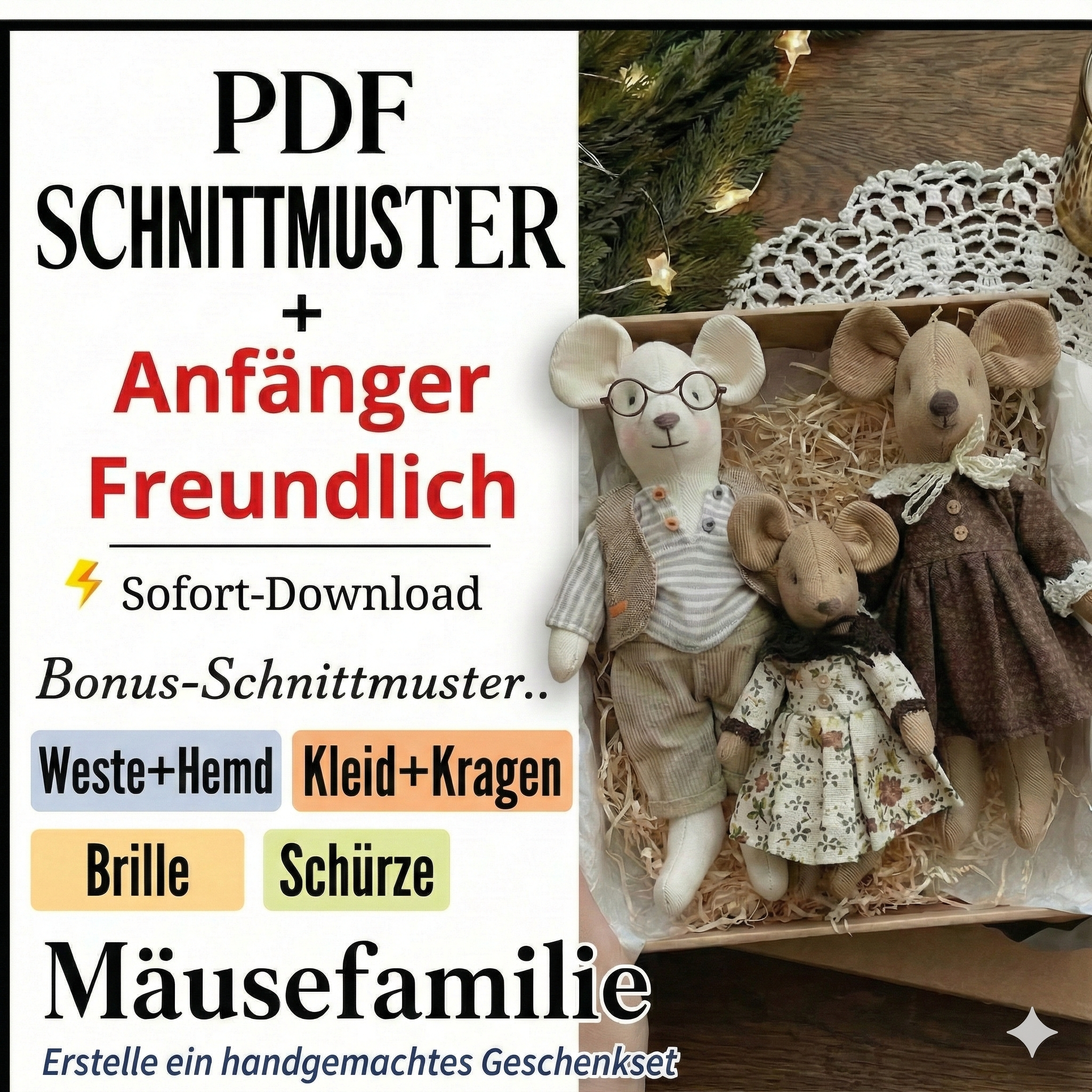Mäusefamilie Nähmuster-Set (PDF)
