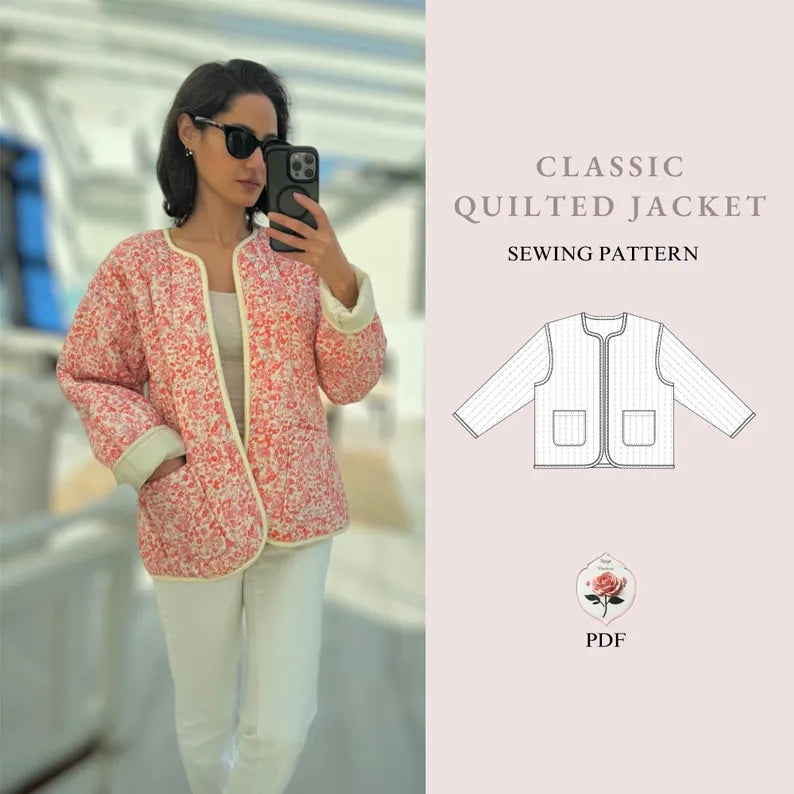 Gepolstertes Jacken-Nähmuster für Anfänger | Größen XXS-5XL | Jacken-Cardigan Schnittmuster | SOFORTIGER DOWNLOAD
