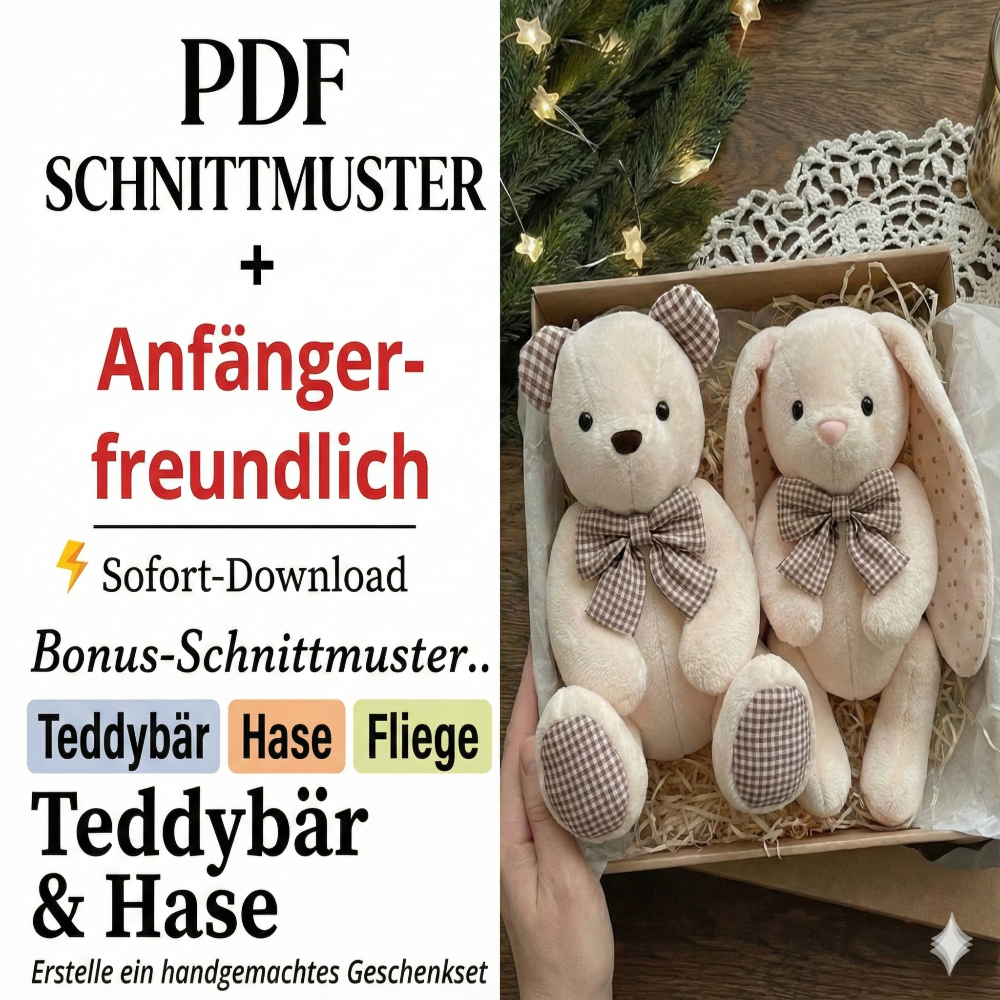 Memory-Bär Schnittmuster & Schritt-für-Schritt Nähanleitung (PDF)